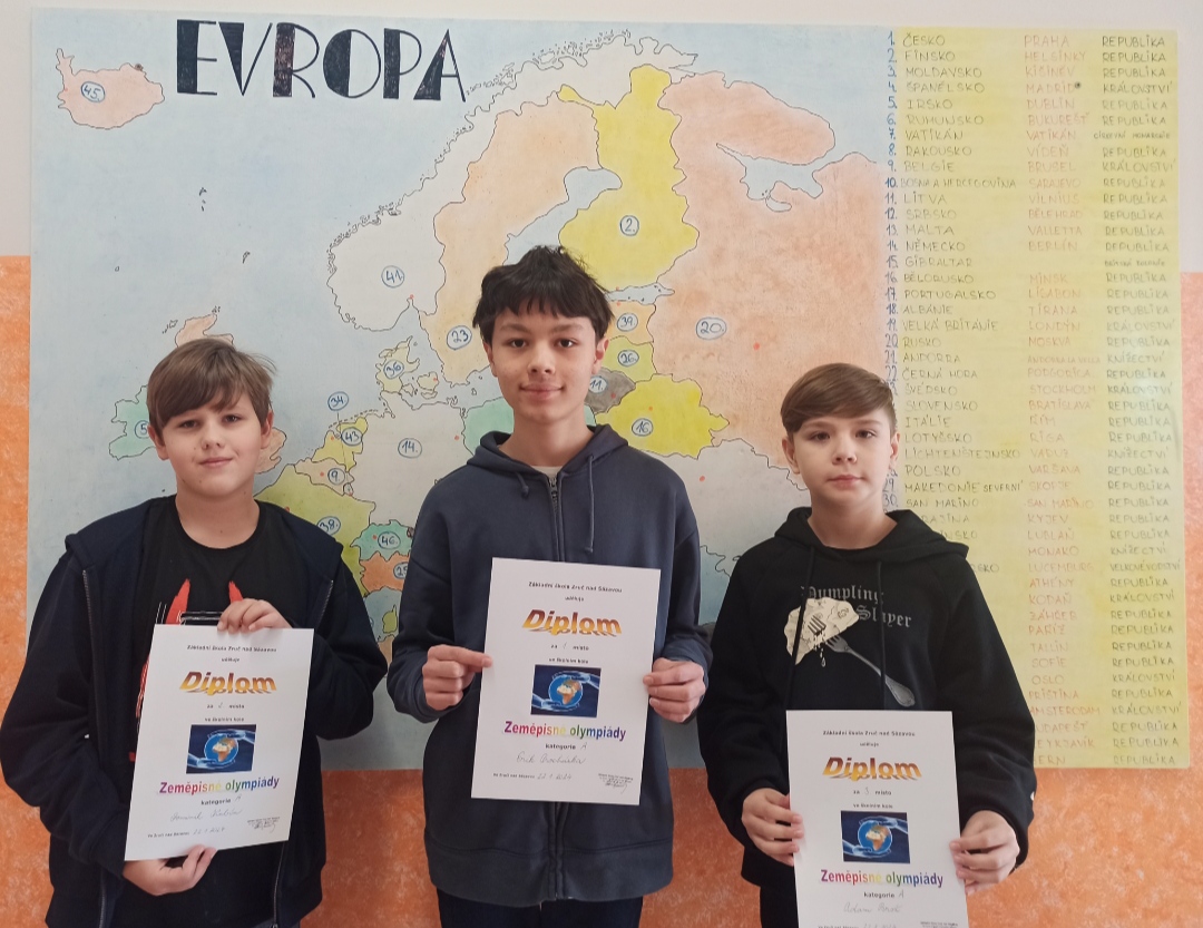 vyhlášení výsledků zeměpisné olympiády