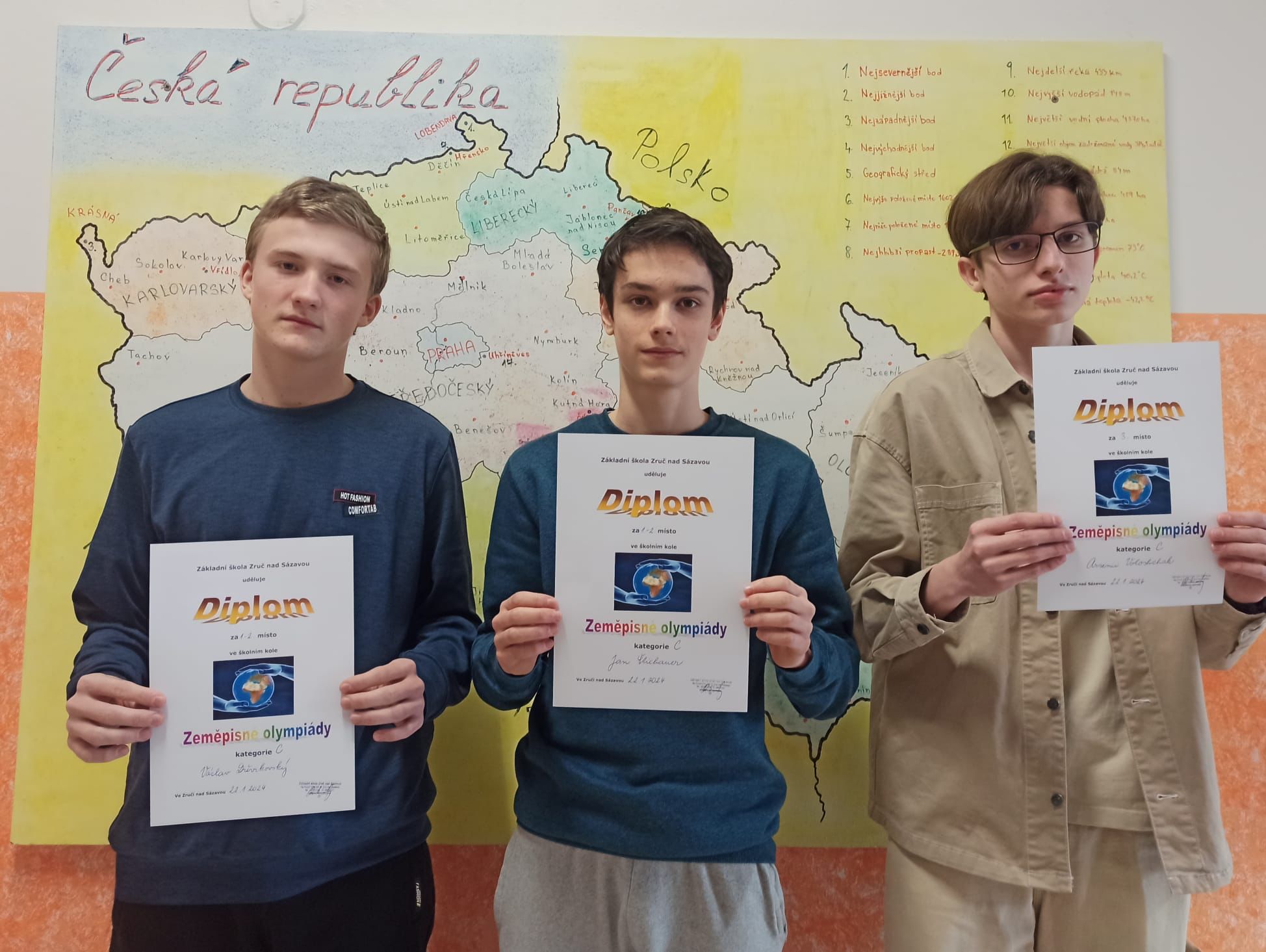 vyhlášení zeměpisné olympiády - kategorie C